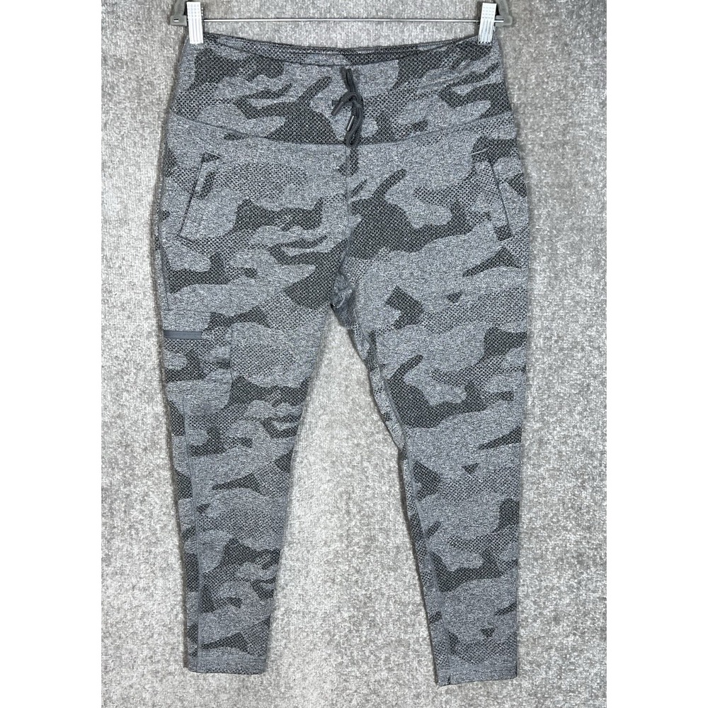 Mondetta Performance Luxury Ankle Leggings Womens Sz L Gray Camo Pull On Pockets